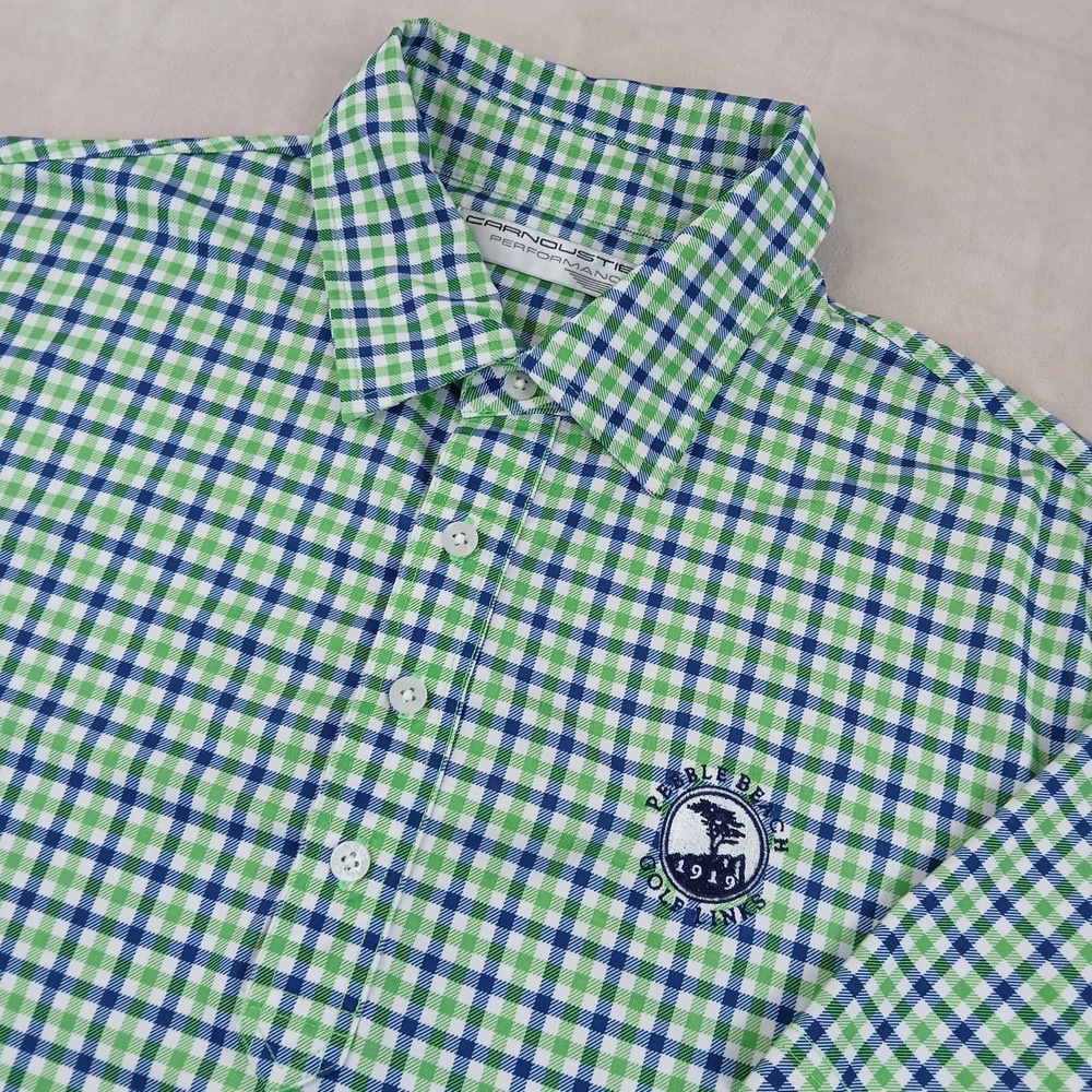 Carnoustie Performance‎ Medium Mens Polo Shirt Golf Pebble Beach 22x29 Plaid